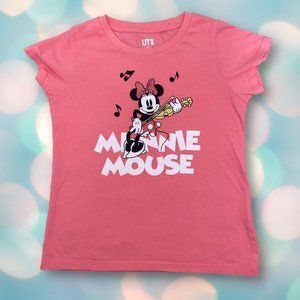 Disney Uniqlo Minnie Mouse Girl's Pink Short Sleeve Tee Shirt Top Size 5/6